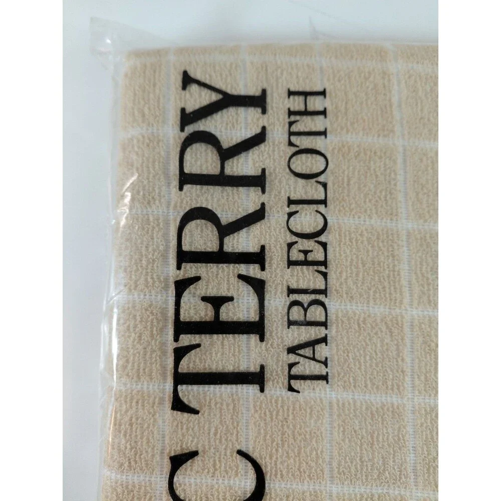 R.A. Briggs & Co. Classic Terry Tablecloth 54x70 Oblong Camel Check Cotton Blend